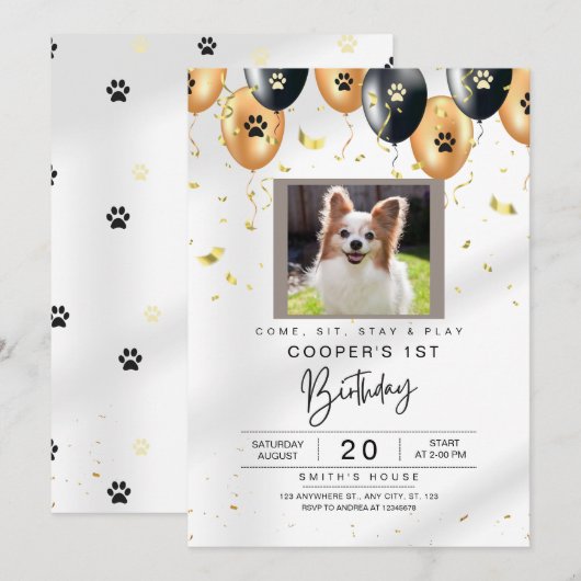 Dog-jarig uitnodiging (Voorkant / Achterkant)