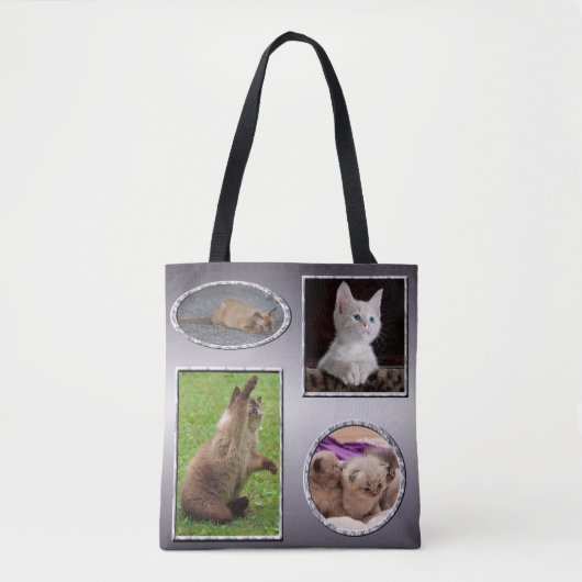 Dog Kat vier favoriete foto's collage Tote Bag (Voorkant)