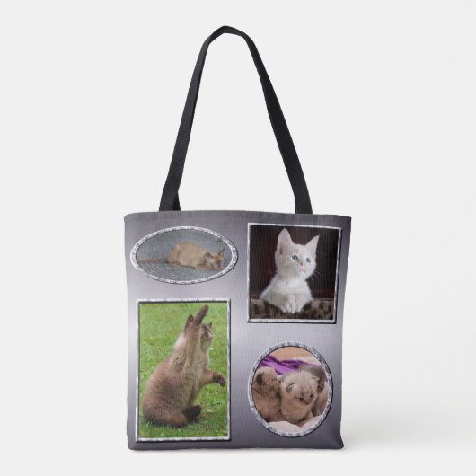 Dog Kat vier favoriete foto's collage Tote Bag (Achterkant)
