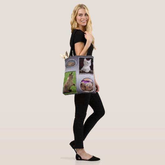 Dog Kat vier favoriete foto's collage Tote Bag (Op model)