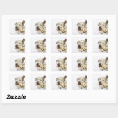 Dog Kauwt op Rawhide Bone Vierkante Sticker (Vel)