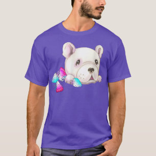 Dog kawaii witte franse schattige aardbei t-shirt