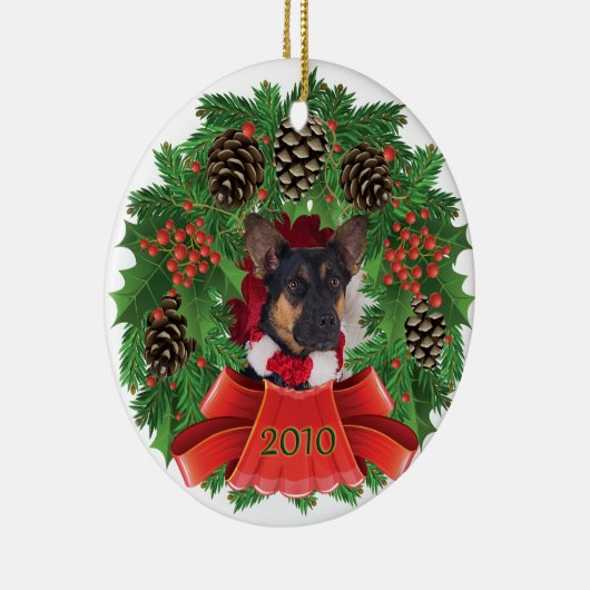 Dog Kerstfeestdag grote versiering Keramisch Ornament (Rechts)