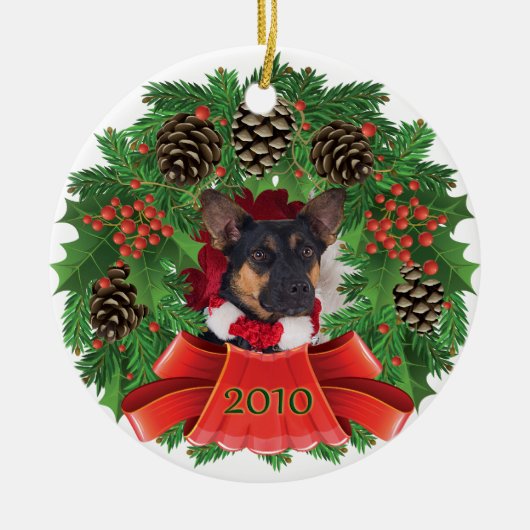 Dog Kerstfeestdag grote versiering Keramisch Ornament (Voorkant)