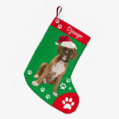 Dog kerstkousen, Cute Boxer Puppy Kleine Kerstsok (Voorkant (Hangend))