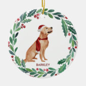 Dog Kerstmis Aangepast Pet Holiday Golden Retrieve Keramisch Ornament (Voorkant)