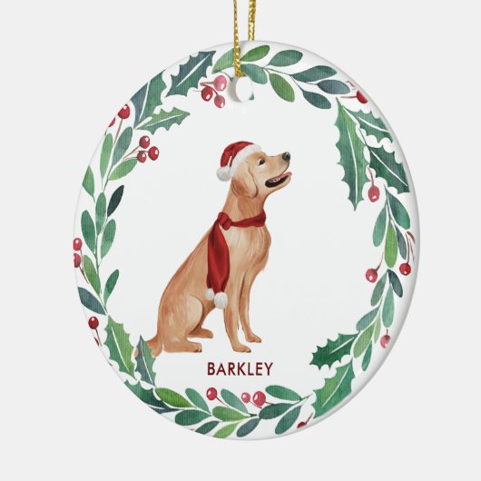 Dog Kerstmis Aangepast Pet Holiday Golden Retrieve Keramisch Ornament (Links)