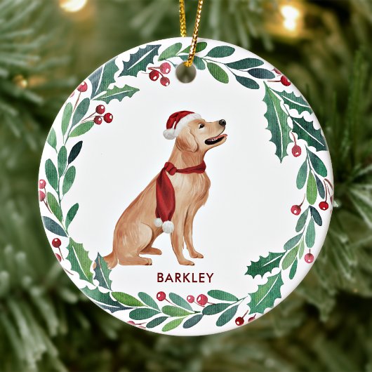 Dog Kerstmis Aangepast Pet Holiday Golden Retrieve Keramisch Ornament