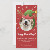 Dog Kerstmis Foto w / Elf Rendier Pet Digitaal Feestdagenkaart (Voorkant)