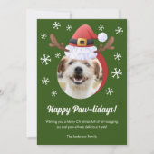 Dog Kerstmis Foto w / Santa rendier Antler Pet Feestdagenkaart (Voorkant)