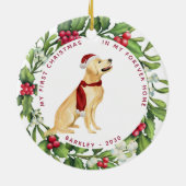 Dog Kerstmis Golden Retriever Mistletoe Holiday Keramisch Ornament (Achterkant)