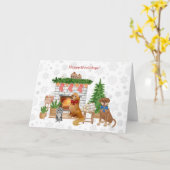 Dog Kerstmis, Havanese, Golden Retriever, Lab Mix Kaart (Gele Bloem)
