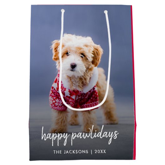 Dog Kerstmis | Moderne paardepap voor crème Medium Cadeauzakje (Achterkant)