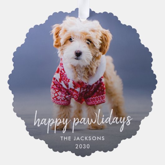 Dog Kerstmis | Moderne paardepap voor crème Ornament Kaart (Achterkant)