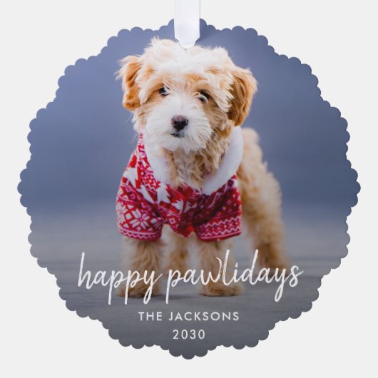 Dog Kerstmis | Moderne paardepap voor crème Ornament Kaart (Voorkant)