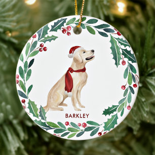 Dog Kerstmis Personaliseert Holiday Golden Retriev Keramisch Ornament