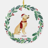 Dog Kerstmis - Pet Golden Retriever op maat Keramisch Ornament (Achterkant)