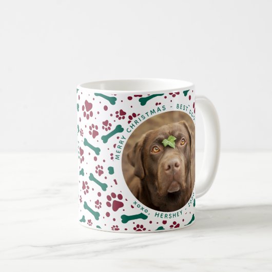 Dog-kerstpagina Aangepaste foto's feestelijk schil Koffiemok (Voorkant rechts)