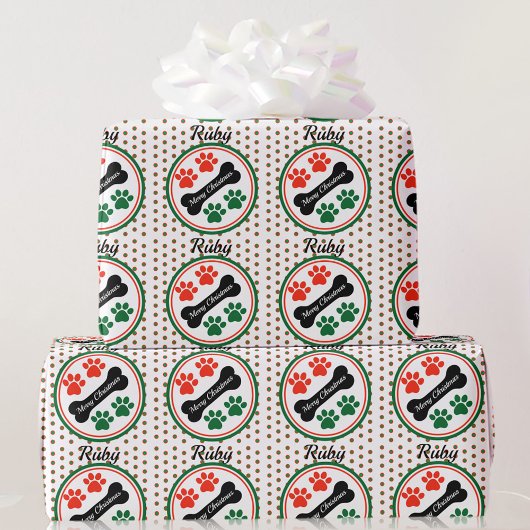 Dog kerstpaws Naam cadeautje toevoegen Cadeaupapier