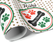 Dog kerstpaws Naam cadeautje toevoegen Cadeaupapier (Rol Hoek)