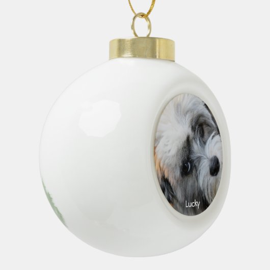 Dog kerstsieraards Ceramic Ball Custom Photo Keramische Bal Ornament (Links)