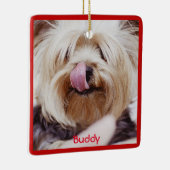 Dog kerstsierplein Aangepaste foto toevoegen Keramisch Ornament (Rechts)