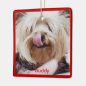 Dog kerstsierplein Aangepaste foto toevoegen Keramisch Ornament (Links)