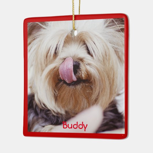 Dog kerstsierplein Aangepaste foto toevoegen Keramisch Ornament (Links)