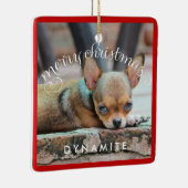Dog kerstsierplein Persoonlijke foto Keramisch Ornament (Rechts)