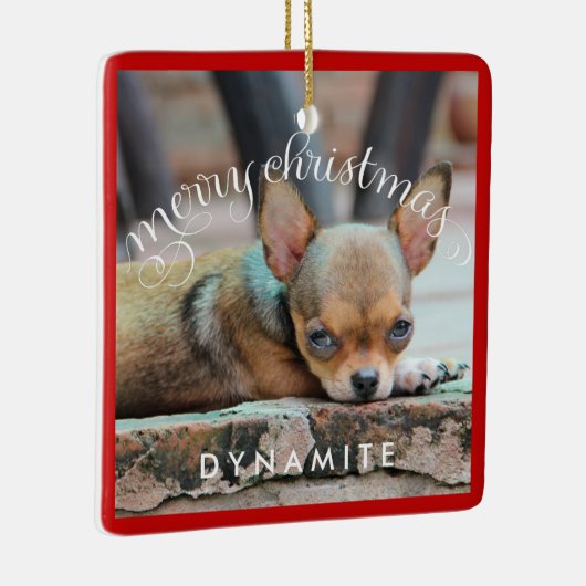 Dog kerstsierplein Persoonlijke foto Keramisch Ornament (Rechts)