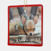 Dog kerstsierplein Persoonlijke foto Keramisch Ornament (Links)