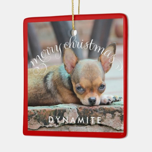 Dog kerstsierplein Persoonlijke foto Keramisch Ornament (Links)