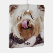Dog kerstsierplein toevoegen Aangepaste foto Keramisch Ornament (Rechts)