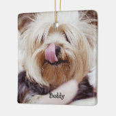 Dog kerstsierplein toevoegen Aangepaste foto Keramisch Ornament (Links)