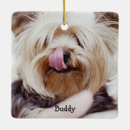 Dog kerstsierplein toevoegen Aangepaste foto Keramisch Ornament