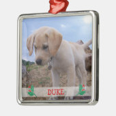Dog kerstversients Metal Custom Photo Metalen Ornament (Links)