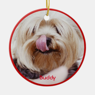 Dog kerstversieringen Voeg aangepaste foto toe Keramisch Ornament