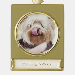 Dog kerstversiers Gold Plated Photo Banner Verguld Banner Ornament