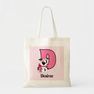 Dog Kinder Monogrammed Letter D Roze Tote Bag
