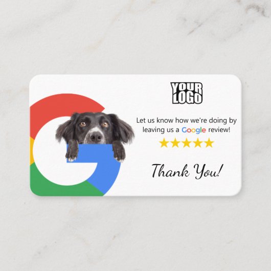 Dog kinderopvang Google Review visitekaartje sjabl (Voorkant)