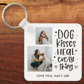 Dog Kisses Editable Color Hondenliefhebber Sleutel Sleutelhanger (Voorkant)
