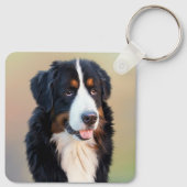Dog Kisses Editable Color Hondenliefhebber Sleutel Sleutelhanger (Achterkant)