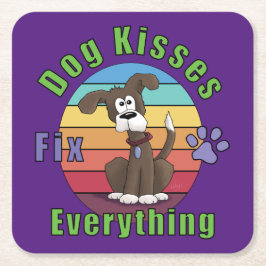 Dog Kisses Fix Everything Kartonnen Onderzetters