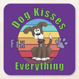 Dog Kisses Fix Everything Kartonnen Onderzetters