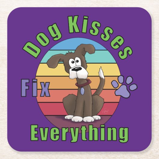 Dog Kisses Fix Everything Kartonnen Onderzetters (Voorkant)
