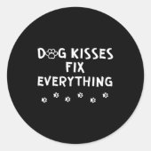 Dog Kisses Fix Everything  Ronde Sticker (Voorkant)
