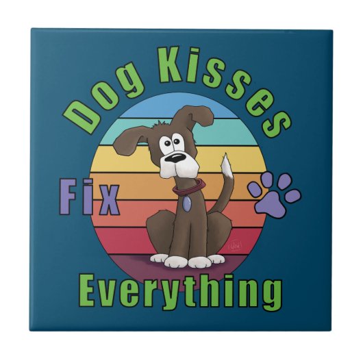 Dog Kisses Fix Everything Tegeltje (Voorkant)