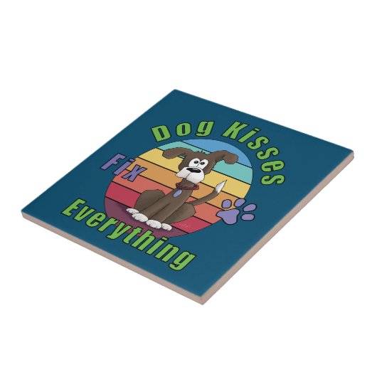 Dog Kisses Fix Everything Tegeltje (Zijkant)