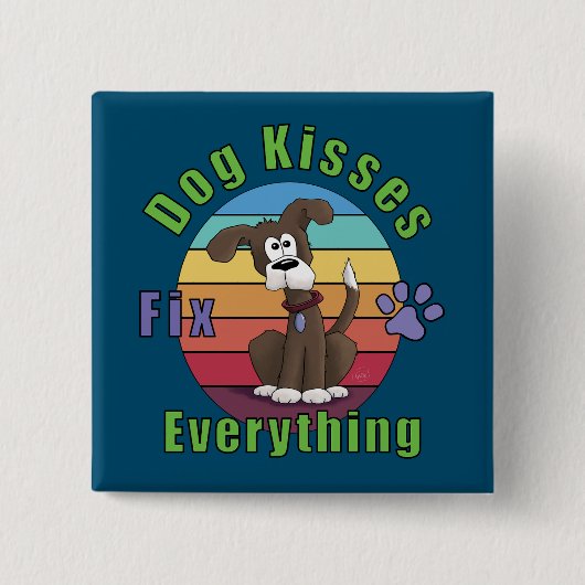 Dog Kisses Fix Everything Vierkante Button 5,1 Cm (Voorkant)