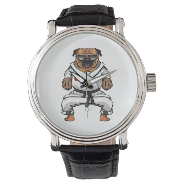 Dog Knows Karate Horloge (Voorkant)